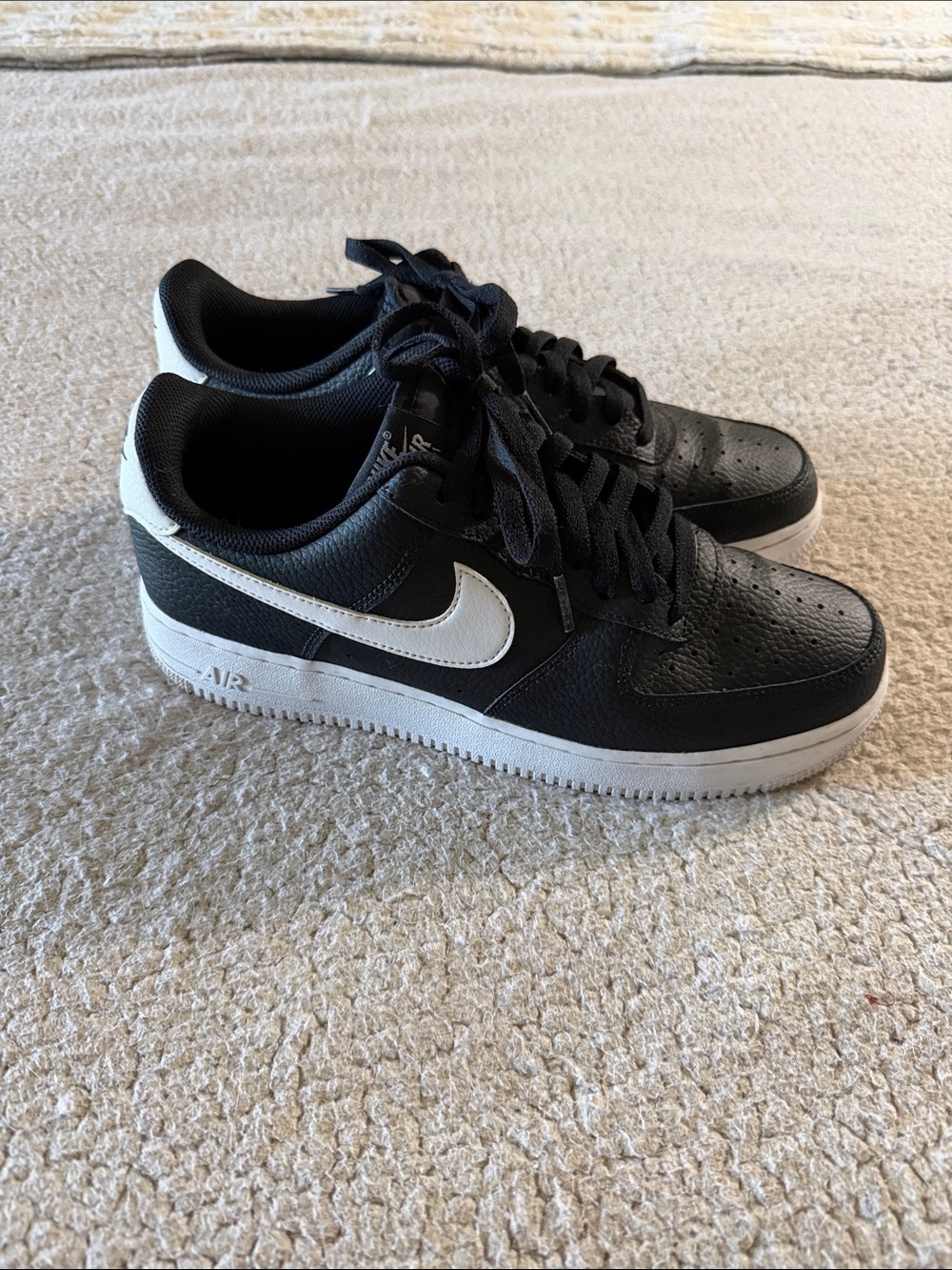 Nike Black and White Air Force 1 Low Sneakers Size 10